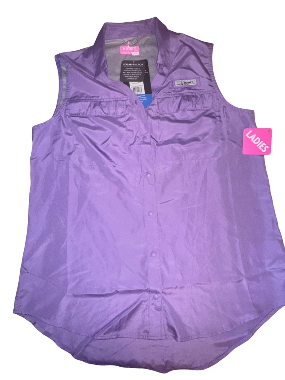 NWT HABIT OUTDOORS Ladies Pike's Pier sleeveless shirt vibrant purple SPF 40 M - Picture 5 of 16